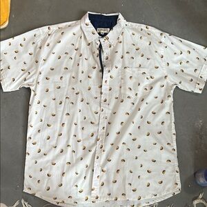Short Sleeve Taco Shirt White Printed Men's Button Up Shirt